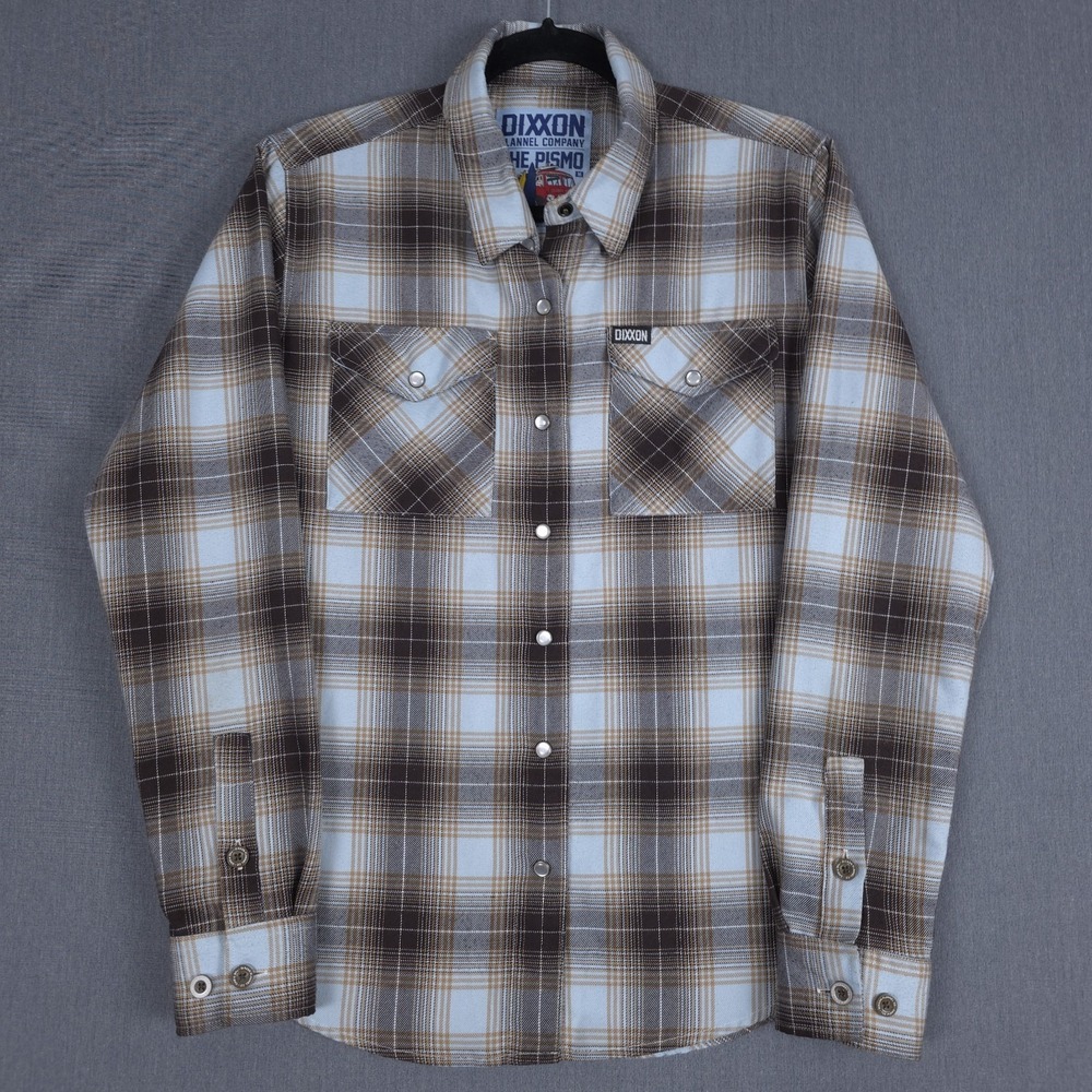 Dixxon‎ Flannel The Pismo Pearl Snap Shirt Womens Medium Shadow Plaid Pre Pleat